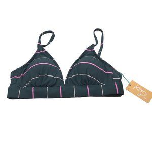 Kona Sol Women's Size Small 4-6 Textured Triangle Bikini Swim Top Indigo New